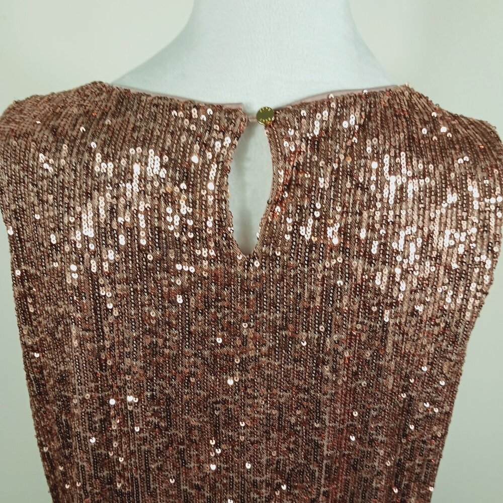 DKNY, Sleeveless Sequin Top, Dusty Pink, Size Large, Glam, Sparkly, Party - Picture 8 of 16